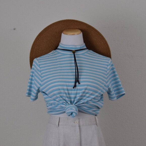 Vintage 90s Pullover Mockneck Striped Shirt size MED - Picture 10 of 10